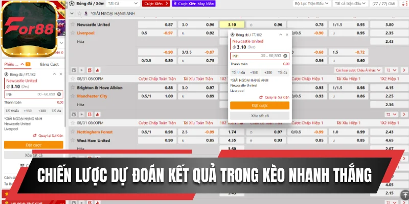 Chiến lược dự đoán kết quả trong kèo nhanh thắng lớn
