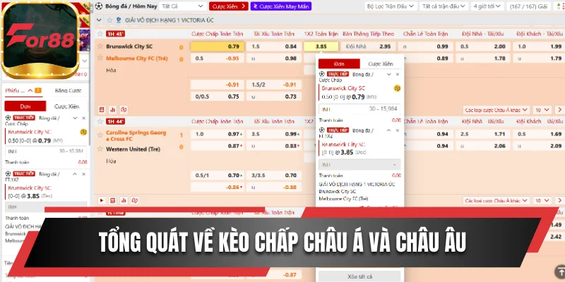 Tổng quát về kèo chấp châu Á và châu Âu